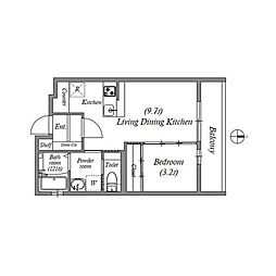 アドバンス京都リエートII 2階1LDKの間取り