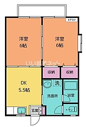 サンマリーＡ 1階2DKの間取り