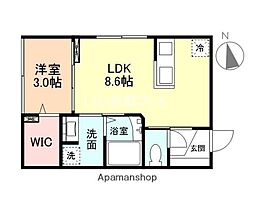 Ｃａｌｍｐｏｒｔ　Ｎ 1階1LDKの間取り