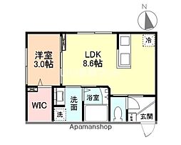 Ｃａｌｍｐｏｒｔ　Ｎ 1階1LDKの間取り