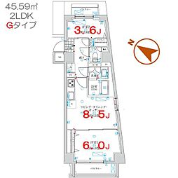 Ｋ−ＣＯＵＲＴ押上 504 5階2DKの間取り