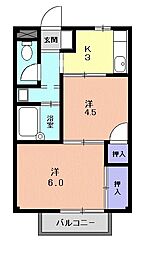 Ａ・Ｔフラッツ 2階2Kの間取り