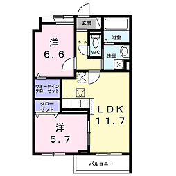 HILL COURT 水無瀬 2LDKの間取図画像
