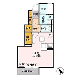 メゾンソレイユ 1階ワンルームの間取り