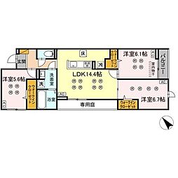 D-KISARIA　WI 1階3LDKの間取り