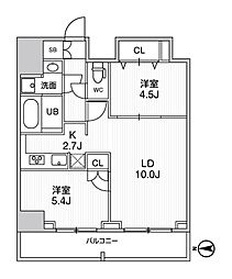 グラシアプレイス曳舟 803 8階2LDKの間取り