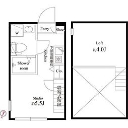 ハーモニーテラス西瑞江 2階ワンルームの間取り