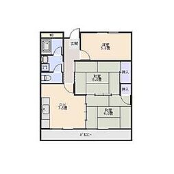 JR両毛線 前橋駅 徒歩16分の賃貸マンション 3階3DKの間取り