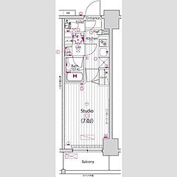 ガーラ・リバースクエア横濱南 8階1Kの間取り