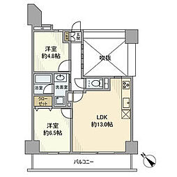 ロイヤルステージ本千葉 3階2LDKの間取り