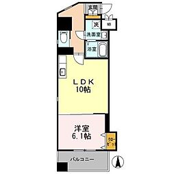 カスタリア志賀本通 2階1LDKの間取り