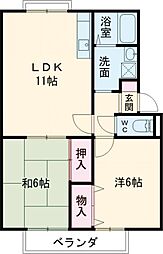 ウインドー谷口 1階2LDKの間取り