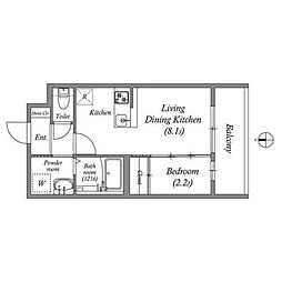 アドバンス京都リエートII 1階1LDKの間取り