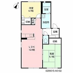 シャーメゾンＫ＆Ｍ　Ａ棟 1階2LDKの間取り