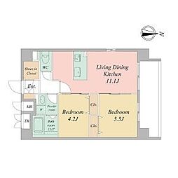 LiveCasa千本今出川 6階2LDKの間取り