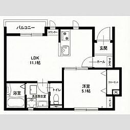 リーブルファイン一宮市乾町II　2号棟 102 1階1LDKの間取り