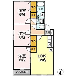 ハイアット　Ｃ 2階3LDKの間取り