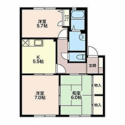 グレイスハウス Ｂ 1階3Kの間取り