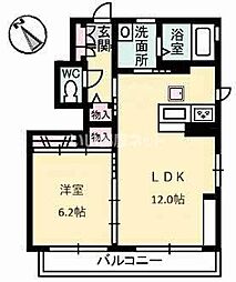 アインズ日の出II 1階1LDKの間取り