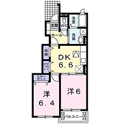 シエル　エトワールＡ 1階2DKの間取り