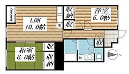 サンライズ97 1階2LDKの間取り