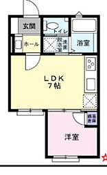 ザ・ガーデン フィールド 101 1階1DKの間取り