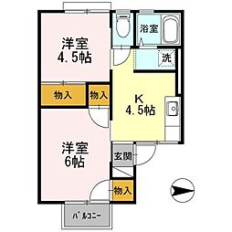 京都丹後鉄道宮福線 福知山市民病院口駅 徒歩8分の賃貸アパート 2階2Kの間取り