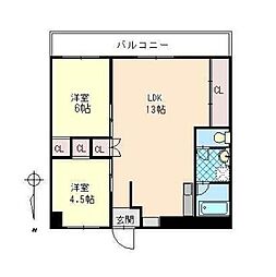 グランメゾン 8階2LDKの間取り