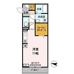 アンクレール 2階ワンルームの間取り