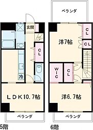 ルメルシエ 5階2LDKの間取り