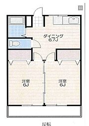 シャトー青梅 1階2DKの間取り