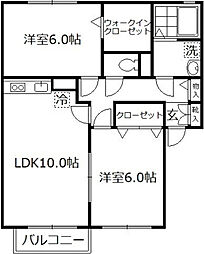 カサベルテ 1階2LDKの間取り