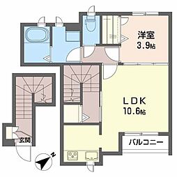 シャーメゾン国見2丁目 2階1LDKの間取り