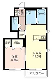 JR両毛線 新前橋駅 徒歩20分の賃貸アパート 1階1LDKの間取り