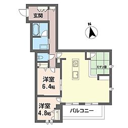 ウィズプラス大船 2LDKの間取図画像
