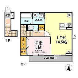 ベアーズマンション　II 201 2階1LDKの間取り