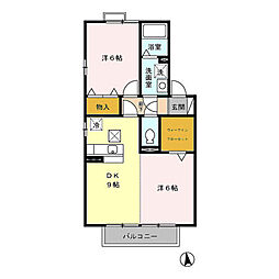 ウィルモア新松戸　B棟 B205 2階2DKの間取り