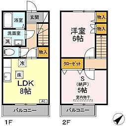 ソシアN 1階1LDKの間取り