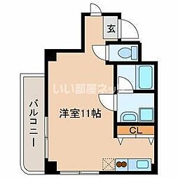 ルミエール代々木 3階ワンルームの間取り