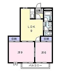 セピアガーデン　II 2階2LDKの間取り