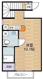ツインコート多摩川 2階ワンルームの間取り