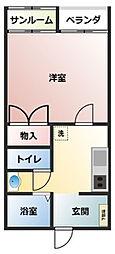 べアベニュー 202 2階1Kの間取り