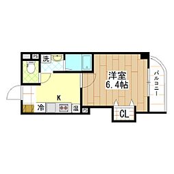 みおつくし京橋 9階1Kの間取り