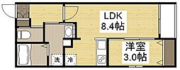 月光呉駅西 1階1LDKの間取り