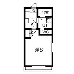 クレフラスト守山西 1階1Kの間取り