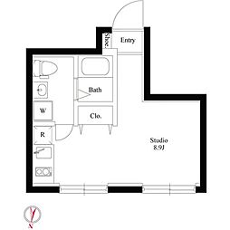 グラウンデュークス西大島 2階ワンルームの間取り