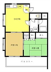 レジデンス北村 2階2DKの間取り