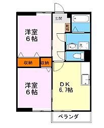 ステーションフロントハイツ　I 202 2階2DKの間取り