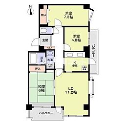プレジール桜 104 1階3LDKの間取り