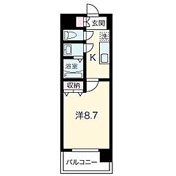 アーバンフラッツ長町 2階1Kの間取り